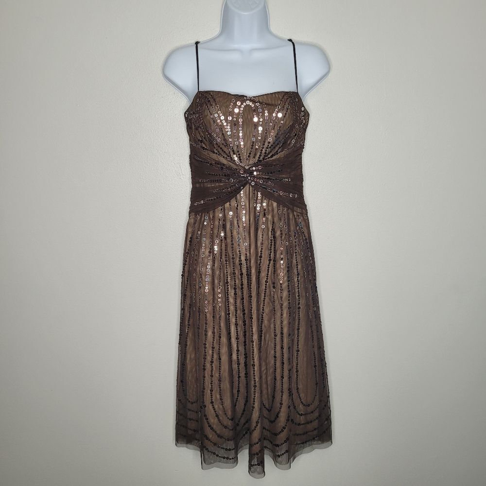 Vintage y2k BCBGMAXAZRIA brown sequins party going out dress size medium